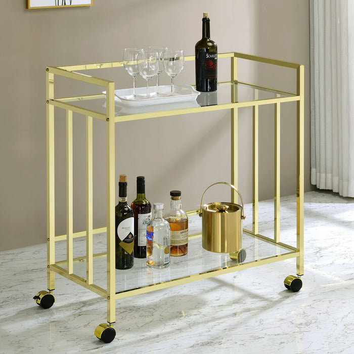 Cara Rectangular Glass Bar Cart - Premium Bar Cart from Coaster Z2 Standard - Just $178! Shop now at Furniture Wholesale Plus  We are the best furniture store in Nashville, Hendersonville, Goodlettsville, Madison, Antioch, Mount Juliet, Lebanon, Gallatin, Springfield, Murfreesboro, Franklin, Brentwood