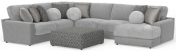 Canyon - 4 Piece Sectional With Cuddler Seat Cushions, Included Accent Pillows And Cocktail Ottoman (Right Side Facing Chaise) - Platinum – 2 Piece Living Room Sets by Jackson at Furniture Wholesale Plus , Nashville furniture store