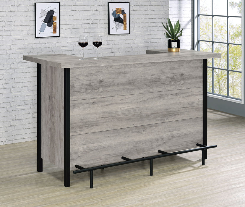 Bellemore Bar Unit with Footrest Grey Driftwood and Black - Premium Bar from Coaster Z2 Standard - Just $470! Shop now at Furniture Wholesale Plus  We are the best furniture store in Nashville, Hendersonville, Goodlettsville, Madison, Antioch, Mount Juliet, Lebanon, Gallatin, Springfield, Murfreesboro, Franklin, Brentwood