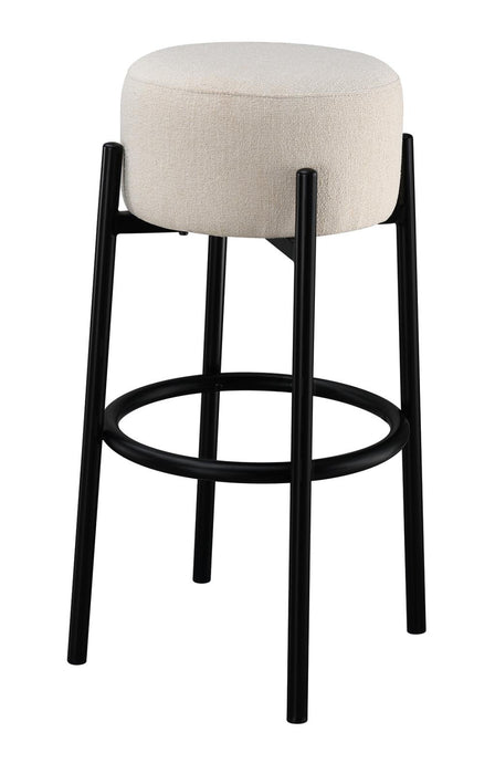 Leonard Upholstered Backless Round Stools White and Black (Set of 2) - Premium Barstool from Coaster Z2 Standard - Just $106! Shop now at Furniture Wholesale Plus  We are the best furniture store in Nashville, Hendersonville, Goodlettsville, Madison, Antioch, Mount Juliet, Lebanon, Gallatin, Springfield, Murfreesboro, Franklin, Brentwood