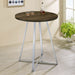 Burkhart Sled Base Round Bar Table Brown Oak and Chrome - Premium Counter Height Table from Coaster Z2 Standard - Just $258! Shop now at Furniture Wholesale Plus  We are the best furniture store in Nashville, Hendersonville, Goodlettsville, Madison, Antioch, Mount Juliet, Lebanon, Gallatin, Springfield, Murfreesboro, Franklin, Brentwood