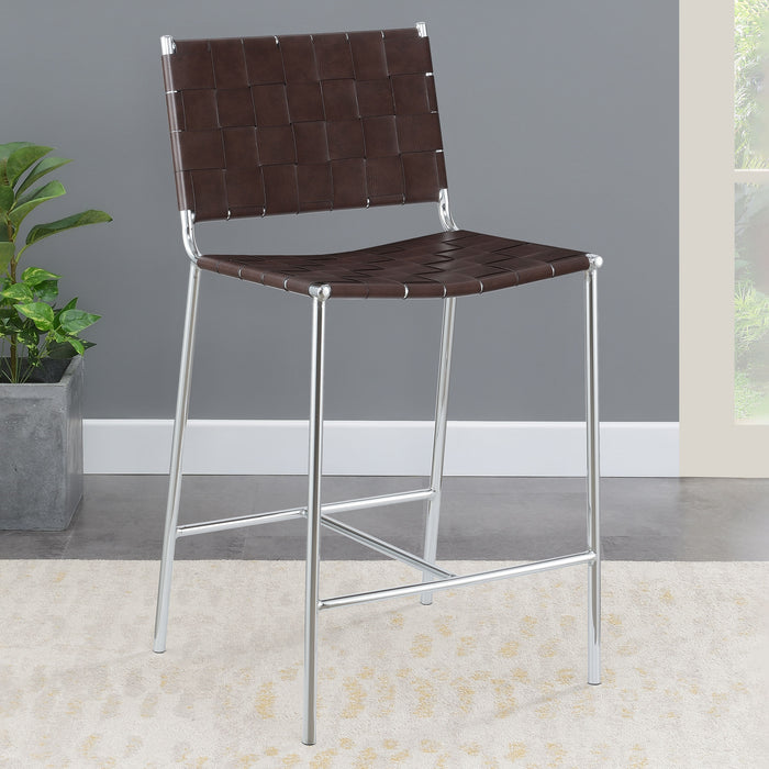 Adelaide Upholstered Counter Height Stool with Open Back Brown and Chrome - Premium Barstool from Coaster Z2 Standard - Just $198! Shop now at Furniture Wholesale Plus  We are the best furniture store in Nashville, Hendersonville, Goodlettsville, Madison, Antioch, Mount Juliet, Lebanon, Gallatin, Springfield, Murfreesboro, Franklin, Brentwood