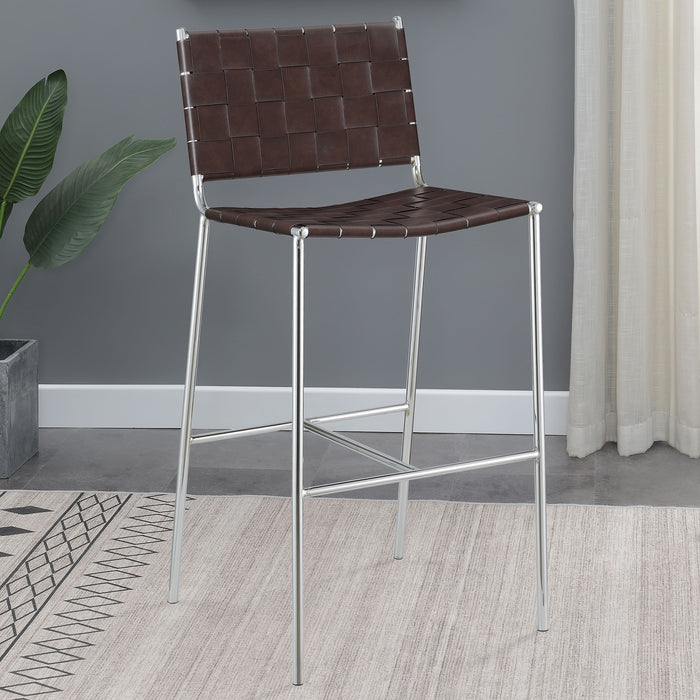 Adelaide Upholstered Bar Stool with Open Back Brown and Chrome - Premium Barstool from Coaster Z2 Standard - Just $218! Shop now at Furniture Wholesale Plus  We are the best furniture store in Nashville, Hendersonville, Goodlettsville, Madison, Antioch, Mount Juliet, Lebanon, Gallatin, Springfield, Murfreesboro, Franklin, Brentwood