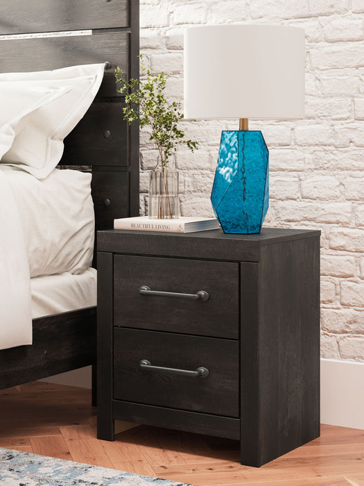 Hollivern - Two Drawer Night Stand - Dark Gray – Nightstands w/ Charging Stations by Signature Design by Ashley® at Furniture Wholesale Plus , Nashville furniture store
