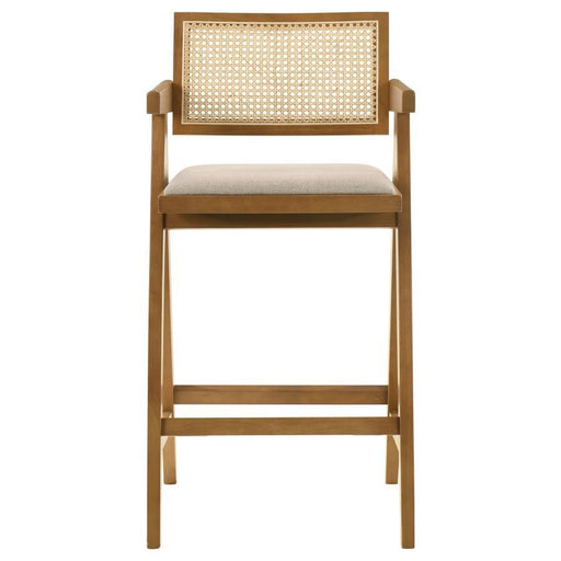 Kane - Woven Rattan Wood Bar Chair (Set of 2) - Light Walnut - Premium Stool Sets from Coaster Fine Furniture - Just $389! Shop now at Furniture Wholesale Plus  We are the best furniture store in Nashville, Hendersonville, Goodlettsville, Madison, Antioch, Mount Juliet, Lebanon, Gallatin, Springfield, Murfreesboro, Franklin, Brentwood