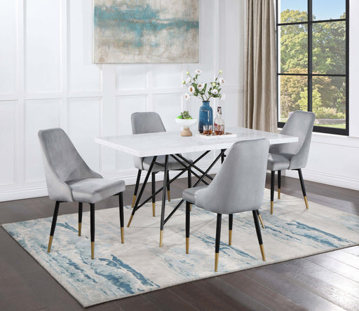 Gabrielle 5-piece Marble Top Rectangular Dining Table Set White and Grey - Premium Dining Room Set from Coaster Z2 Standard - Just $1098! Shop now at Furniture Wholesale Plus  We are the best furniture store in Nashville, Hendersonville, Goodlettsville, Madison, Antioch, Mount Juliet, Lebanon, Gallatin, Springfield, Murfreesboro, Franklin, Brentwood