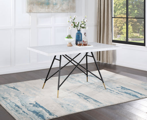 Gabrielle Rectangular Marble Top Dining Table White and Black - Premium Dining Table from Coaster Z2 Standard - Just $514! Shop now at Furniture Wholesale Plus  We are the best furniture store in Nashville, Hendersonville, Goodlettsville, Madison, Antioch, Mount Juliet, Lebanon, Gallatin, Springfield, Murfreesboro, Franklin, Brentwood