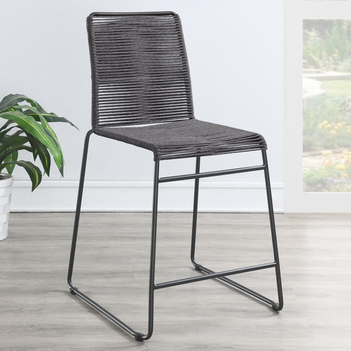 Jerome Upholstered Counter Height Stools with Footrest (Set of 2) Charcoal and Gunmetal - Premium Barstool from Coaster Z2 Standard - Just $214! Shop now at Furniture Wholesale Plus  We are the best furniture store in Nashville, Hendersonville, Goodlettsville, Madison, Antioch, Mount Juliet, Lebanon, Gallatin, Springfield, Murfreesboro, Franklin, Brentwood