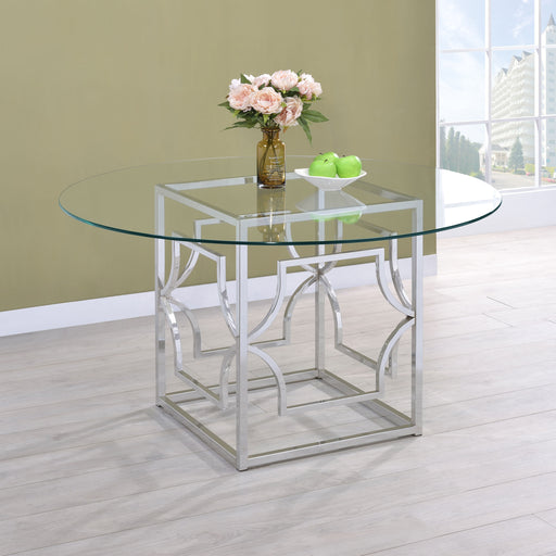 Starlight Round Glass Top Dining Table - Premium Dining Table from Coaster Z2 Standard - Just $418! Shop now at Furniture Wholesale Plus  We are the best furniture store in Nashville, Hendersonville, Goodlettsville, Madison, Antioch, Mount Juliet, Lebanon, Gallatin, Springfield, Murfreesboro, Franklin, Brentwood