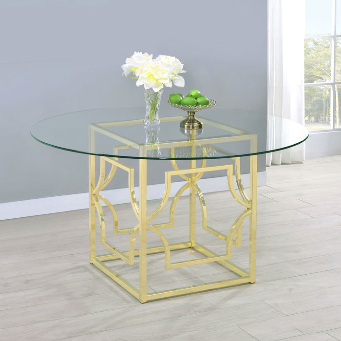 Starlight Round Glass Top Dining Table - Premium Dining Table from Coaster Z2 Standard - Just $418! Shop now at Furniture Wholesale Plus  We are the best furniture store in Nashville, Hendersonville, Goodlettsville, Madison, Antioch, Mount Juliet, Lebanon, Gallatin, Springfield, Murfreesboro, Franklin, Brentwood