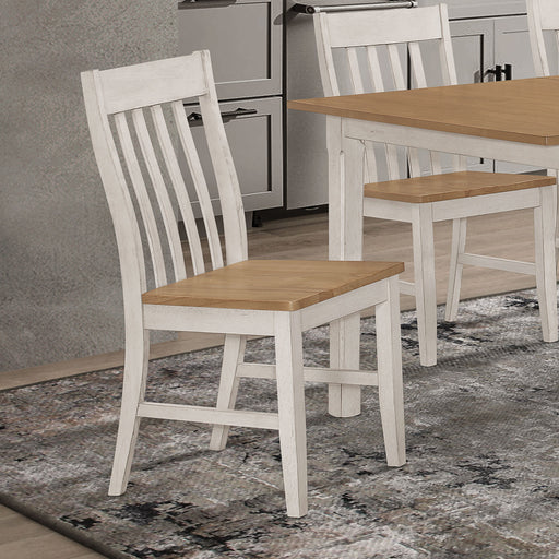 Kirby Slat Back Side Chair (Set of 2) Natural and Rustic Off White - Premium Dining Chair from Coaster Z2 Standard - Just $106! Shop now at Furniture Wholesale Plus  We are the best furniture store in Nashville, Hendersonville, Goodlettsville, Madison, Antioch, Mount Juliet, Lebanon, Gallatin, Springfield, Murfreesboro, Franklin, Brentwood