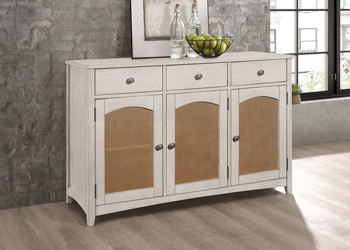 Kirby 3-drawer Rectangular Server with Adjustable Shelves Natural and Rustic Off White - Premium Server from Coaster Z2 Standard - Just $978! Shop now at Furniture Wholesale Plus  We are the best furniture store in Nashville, Hendersonville, Goodlettsville, Madison, Antioch, Mount Juliet, Lebanon, Gallatin, Springfield, Murfreesboro, Franklin, Brentwood