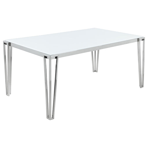 Pauline Rectangular Dining Table with Metal Leg White and Chrome - Premium Dining Table from Coaster Z2 Standard - Just $598! Shop now at Furniture Wholesale Plus  We are the best furniture store in Nashville, Hendersonville, Goodlettsville, Madison, Antioch, Mount Juliet, Lebanon, Gallatin, Springfield, Murfreesboro, Franklin, Brentwood