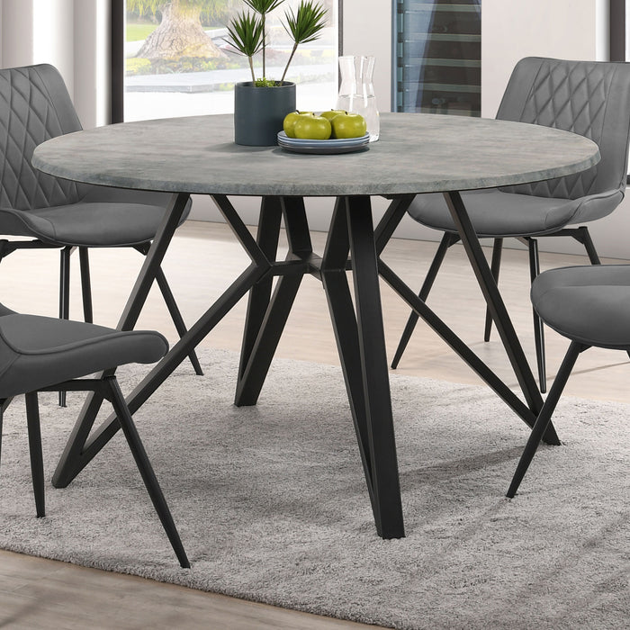 Neil Round Wood Top Dining Table Concrete and Black - Premium Dining Table from Coaster Z2 Standard - Just $422! Shop now at Furniture Wholesale Plus  We are the best furniture store in Nashville, Hendersonville, Goodlettsville, Madison, Antioch, Mount Juliet, Lebanon, Gallatin, Springfield, Murfreesboro, Franklin, Brentwood