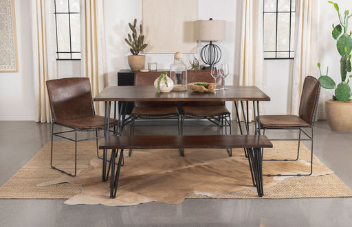 Topeka Dining Set Mango Cocoa and Gunmetal - Premium Dining Room Set from Coaster Z2 Standard - Just $1750! Shop now at Furniture Wholesale Plus  We are the best furniture store in Nashville, Hendersonville, Goodlettsville, Madison, Antioch, Mount Juliet, Lebanon, Gallatin, Springfield, Murfreesboro, Franklin, Brentwood