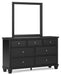 Lanolee - Black - Dresser And Mirror - Premium Dresser & Mirror from Signature Design by Ashley® - Just $798! Shop now at Furniture Wholesale Plus  We are the best furniture store in Nashville, Hendersonville, Goodlettsville, Madison, Antioch, Mount Juliet, Lebanon, Gallatin, Springfield, Murfreesboro, Franklin, Brentwood