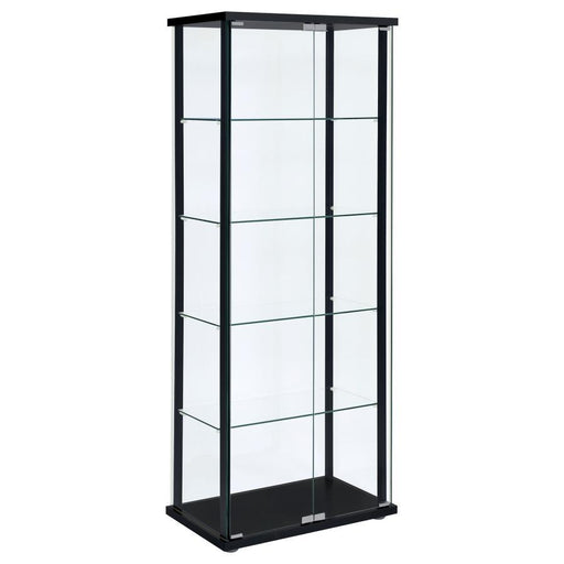 Delphinium - 5-Shelf Clear Glass Curio Display Cabinet - Black - Premium Curio Cabinets from CoasterEveryday - Just $339! Shop now at Furniture Wholesale Plus  We are the best furniture store in Nashville, Hendersonville, Goodlettsville, Madison, Antioch, Mount Juliet, Lebanon, Gallatin, Springfield, Murfreesboro, Franklin, Brentwood