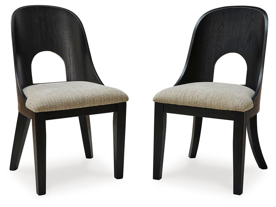 Rowanbeck - Dining Upholstered Side Chair (Set of 2) - Gray / Black – Chair Sets by Signature Design by Ashley® at Furniture Wholesale Plus , Nashville furniture store