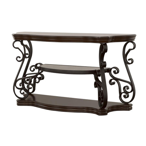 Laney - Scrollwork Entryway Sofa Console Table - Deep Merlot – Console Tables by CoasterEssence at Furniture Wholesale Plus , Nashville furniture store