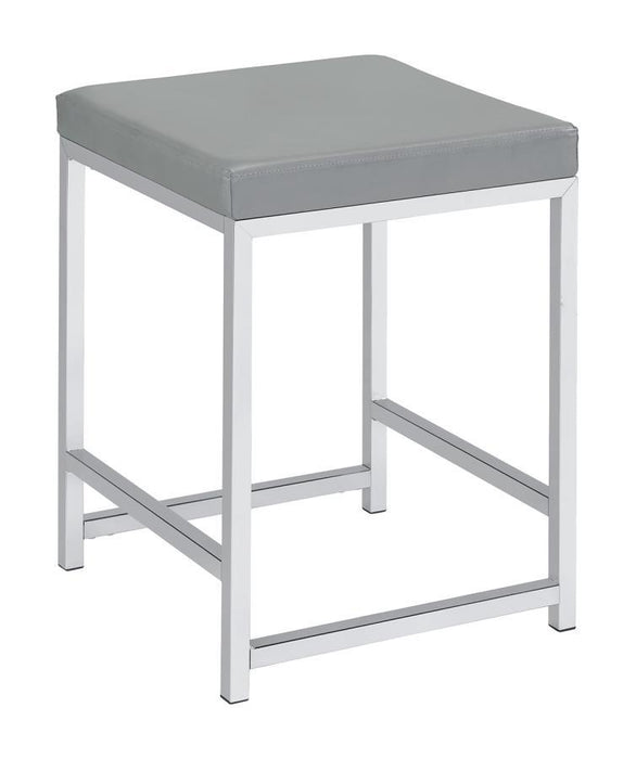 Umbridge - Upholstered Square Padded Cushion Vanity Stool - Light Gray – Vanity Stools by CoasterEssence at Furniture Wholesale Plus , Nashville furniture store