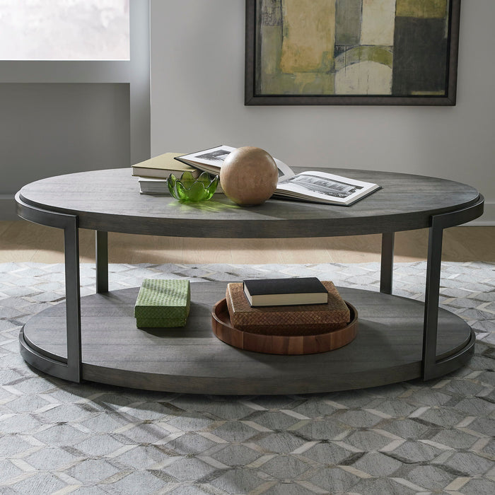 Modern View - Oval Cocktail Table - Dark Gray – Cocktail Tables by Liberty Furniture at Furniture Wholesale Plus , Nashville furniture store