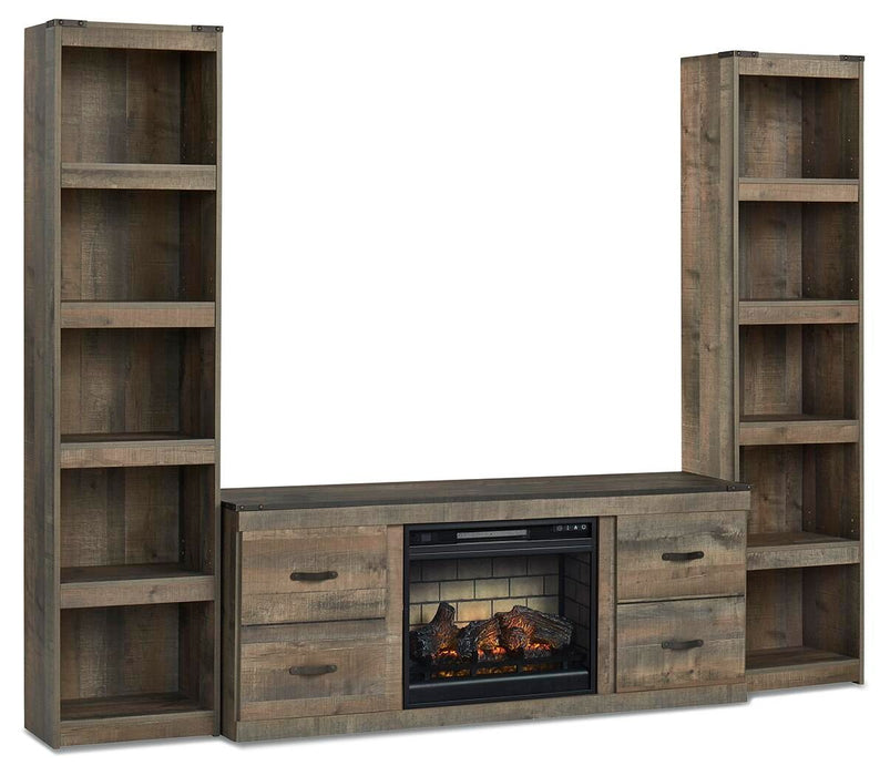Trinell - 3-Piece Entertainment Center With Electric Fireplace - Brown – Entertainment Centers by Signature Design by Ashley® at Furniture Wholesale Plus , Nashville furniture store