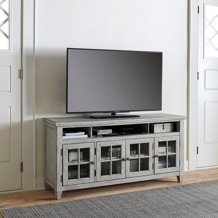 Heartland - Entertainment TV Stand - Antique White / Tobacco Tops – TV Stands by Liberty Furniture at Furniture Wholesale Plus , Nashville furniture store