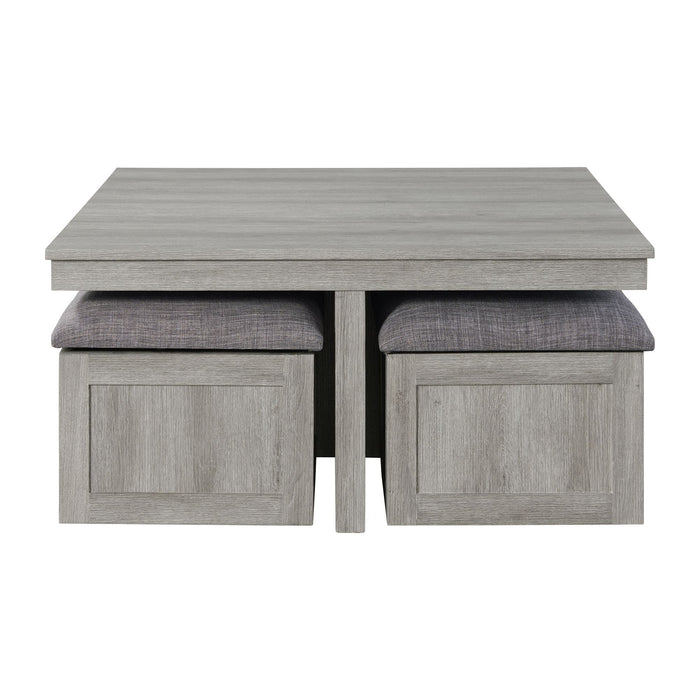 Uster - Coffee Table With Four Storage Stools - Gray – 5 Piece Living Room Sets by Elements International at Furniture Wholesale Plus , Nashville furniture store
