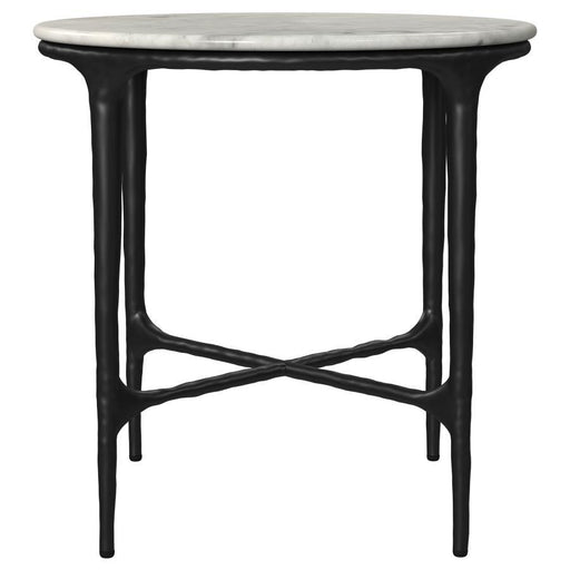 Hermas - Round Genuine Marble Top Metal End Side Table - White – End Tables by Coaster Fine Furniture at Furniture Wholesale Plus , Nashville furniture store