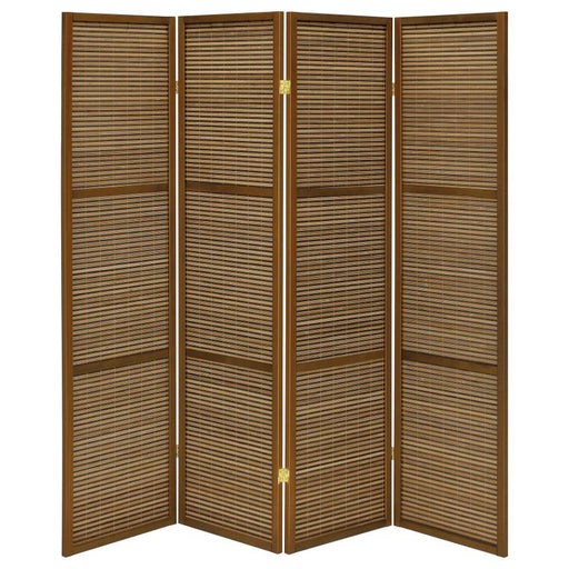 Browning - 4-Panel Bamboo Room Divider Folding Screen - Walnut - Premium Room Dividers from Coaster Fine Furniture - Just $189! Shop now at Furniture Wholesale Plus  We are the best furniture store in Nashville, Hendersonville, Goodlettsville, Madison, Antioch, Mount Juliet, Lebanon, Gallatin, Springfield, Murfreesboro, Franklin, Brentwood