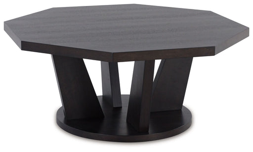Chasinfield - Octagon Coffee Table - Dark Brown – Coffee Tables by Signature Design by Ashley® at Furniture Wholesale Plus , Nashville furniture store