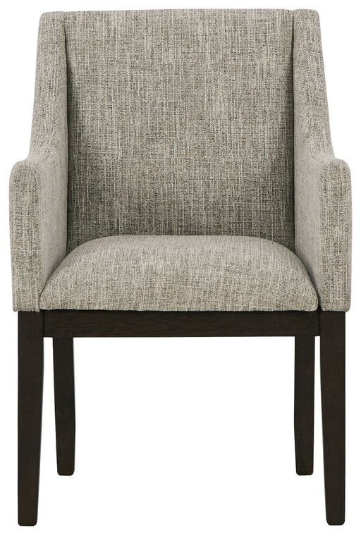 Burkhaus - Dining UPH Arm Chair (Set of 2) - Beige / Dark Brown – Chair Sets by Signature Design by Ashley® at Furniture Wholesale Plus , Nashville furniture store