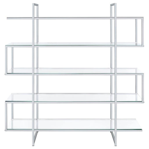 Elmer - 5-Shelf Bookshelf - Clear And Chrome - Premium Standard Bookcases from CoasterElevations - Just $569! Shop now at Furniture Wholesale Plus  We are the best furniture store in Nashville, Hendersonville, Goodlettsville, Madison, Antioch, Mount Juliet, Lebanon, Gallatin, Springfield, Murfreesboro, Franklin, Brentwood