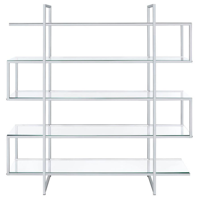 Elmer - 5-Shelf Bookshelf - Clear And Chrome - Premium Standard Bookcases from CoasterElevations - Just $569! Shop now at Furniture Wholesale Plus  We are the best furniture store in Nashville, Hendersonville, Goodlettsville, Madison, Antioch, Mount Juliet, Lebanon, Gallatin, Springfield, Murfreesboro, Franklin, Brentwood