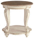 Realyn - Round End Table - White / Brown – End Tables by Signature Design by Ashley® at Furniture Wholesale Plus , Nashville furniture store