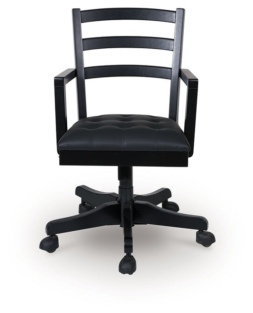 Wildenauer - Brown / Black - Home Office Swivel Desk Chair - Premium Swivel Chairs from Signature Design by Ashley® - Just $278! Shop now at Furniture Wholesale Plus  We are the best furniture store in Nashville, Hendersonville, Goodlettsville, Madison, Antioch, Mount Juliet, Lebanon, Gallatin, Springfield, Murfreesboro, Franklin, Brentwood