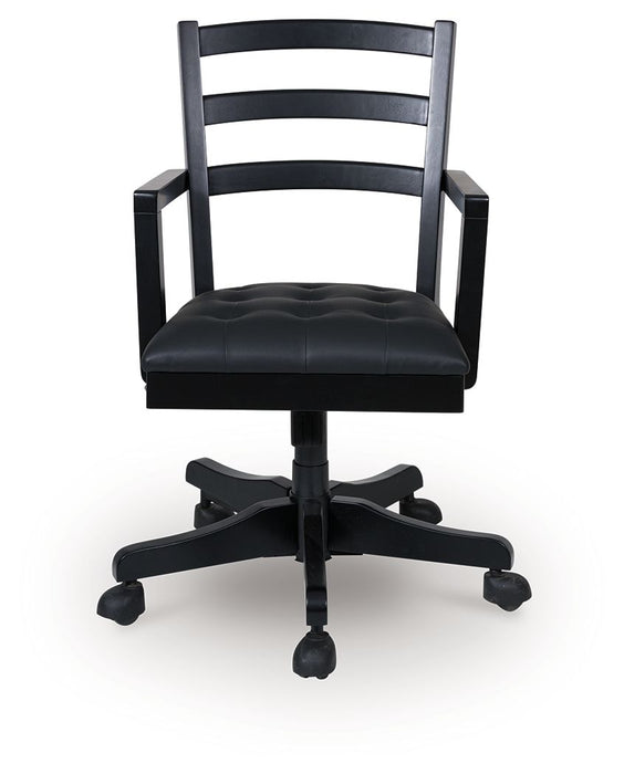 Wildenauer - Brown / Black - Home Office Swivel Desk Chair - Premium Swivel Chairs from Signature Design by Ashley® - Just $278! Shop now at Furniture Wholesale Plus  We are the best furniture store in Nashville, Hendersonville, Goodlettsville, Madison, Antioch, Mount Juliet, Lebanon, Gallatin, Springfield, Murfreesboro, Franklin, Brentwood