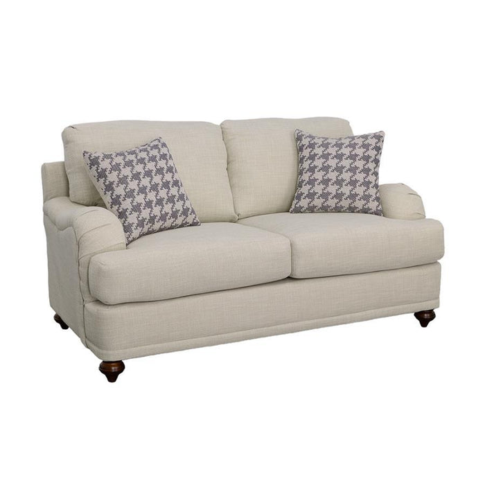Glenn - Upholstered English Arm Loveseat - Light Gray And Blue – Stationary Loveseats by CoasterElevations at Furniture Wholesale Plus , Nashville furniture store