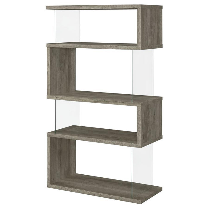 Emelle - 4-Shelf Glass Panel Bookshelf - Premium Standard Bookcases from CoasterEveryday - Just $229! Shop now at Furniture Wholesale Plus  We are the best furniture store in Nashville, Hendersonville, Goodlettsville, Madison, Antioch, Mount Juliet, Lebanon, Gallatin, Springfield, Murfreesboro, Franklin, Brentwood