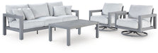Hurley Park - 4 Pc. - Outdoor Sofa, 2 Lounge Chairs And Coffee Table - Gray – 4 Piece Outdoor Sets by Signature Design by Ashley® at Furniture Wholesale Plus , Nashville furniture store