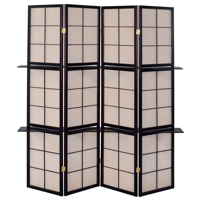Iggy - 4-Panel Room Divider Folding Shoji Screen - Cappuccino – Room Dividers by CoasterEveryday at Furniture Wholesale Plus , Nashville furniture store