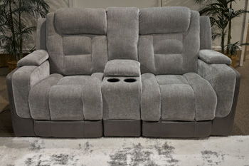 Mixed Motion - Power Reclining Loveseat With Console / Adjustable Headrest – Reclining Loveseats by Signature Design by Ashley® at Furniture Wholesale Plus , Nashville furniture store
