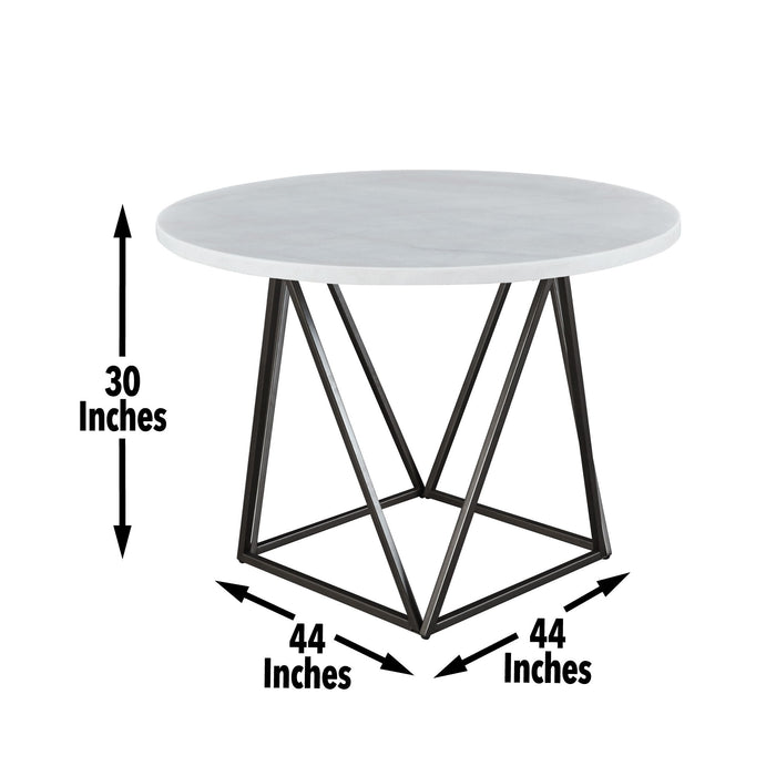 Ramona - Marble Top Round Dining Table - White – Dining Tables by Steve Silver Furniture at Furniture Wholesale Plus , Nashville furniture store