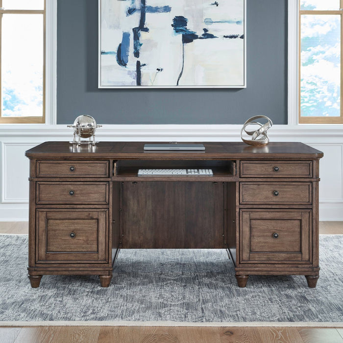 Harrison Heights - Jr Executive Desk - Sienna – Executive Desks by Liberty Furniture at Furniture Wholesale Plus , Nashville furniture store