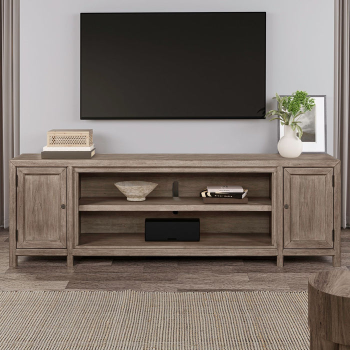 Fireplace TV Console - 82" Console With Fire FTS - Light Brown – Fireplace TV Stands by Liberty Furniture at Furniture Wholesale Plus , Nashville furniture store