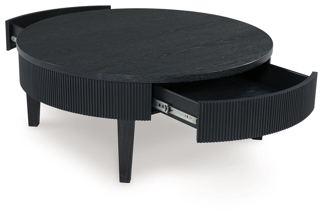 Marstream - Round Cocktail Table - Black – Coffee Tables by Signature Design by Ashley® at Furniture Wholesale Plus , Nashville furniture store