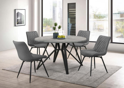 Neil - 5 Piece Round Dining Table Set Concrete - Gunmetal - Premium 5 Piece Dining Room Sets from CoasterEveryday - Just $1089! Shop now at Furniture Wholesale Plus  We are the best furniture store in Nashville, Hendersonville, Goodlettsville, Madison, Antioch, Mount Juliet, Lebanon, Gallatin, Springfield, Murfreesboro, Franklin, Brentwood