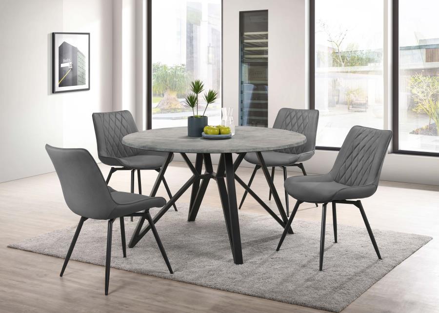 Neil - 5 Piece Round Dining Table Set Concrete - Gunmetal – 5 Piece Dining Room Sets by CoasterEveryday at Furniture Wholesale Plus , Nashville furniture store