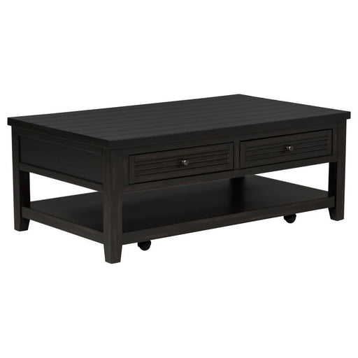 Concord - 2-Drawer Rectangular Coffee Table - Distressed Java – Coffee Tables by Coaster Fine Furniture at Furniture Wholesale Plus , Nashville furniture store