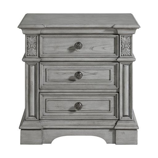Glenmore - 3-Drawer Nightstand With USB - Aged Gray – Nightstands w/ Charging Stations by Elements International at Furniture Wholesale Plus , Nashville furniture store
